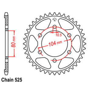 REAR SPROCKET - STEEL 50T 525P
