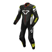 Load image into Gallery viewer, Macna Tracktix 1 Piece Suit Black/White/Neon Yellow